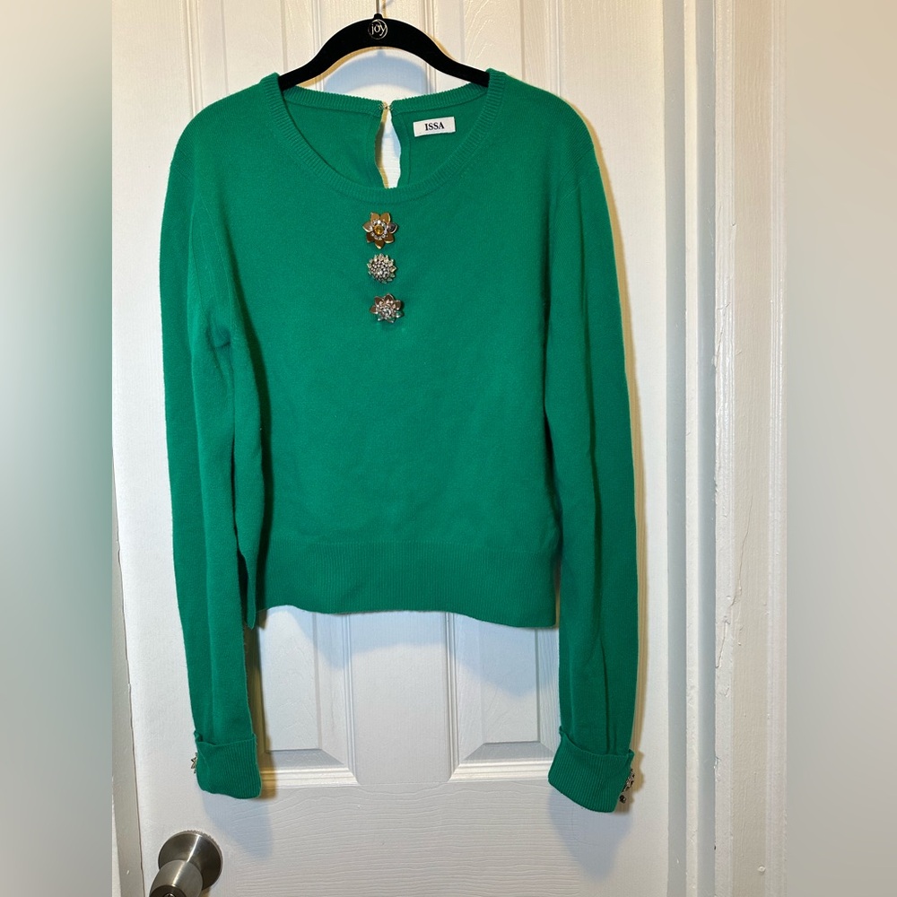 Issa London Green Sweater with Embellishments